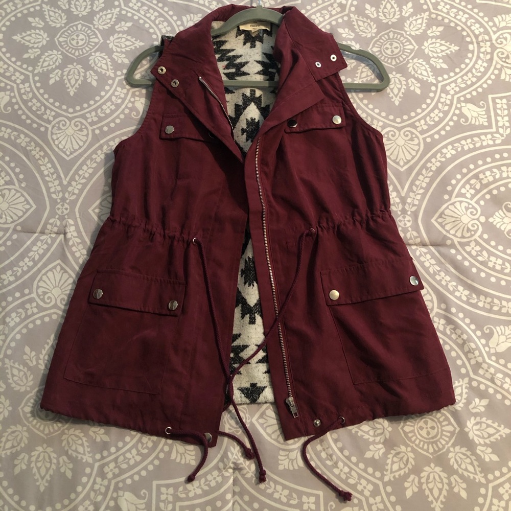 Burgundy suede vest worn twice.